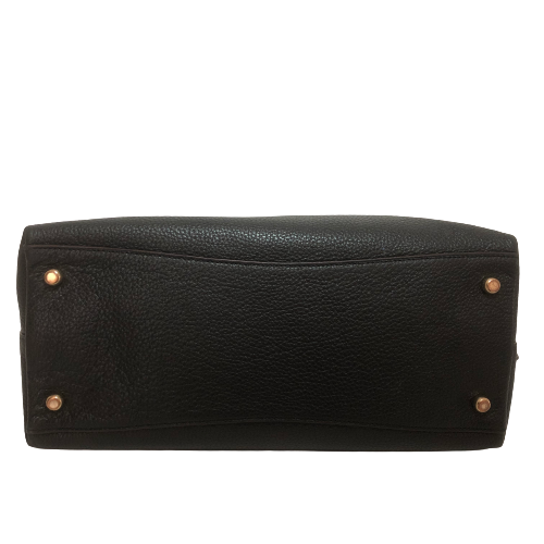 Coach Black Pebbled Leather with Monogram Pocket Satchel | Pre Loved |