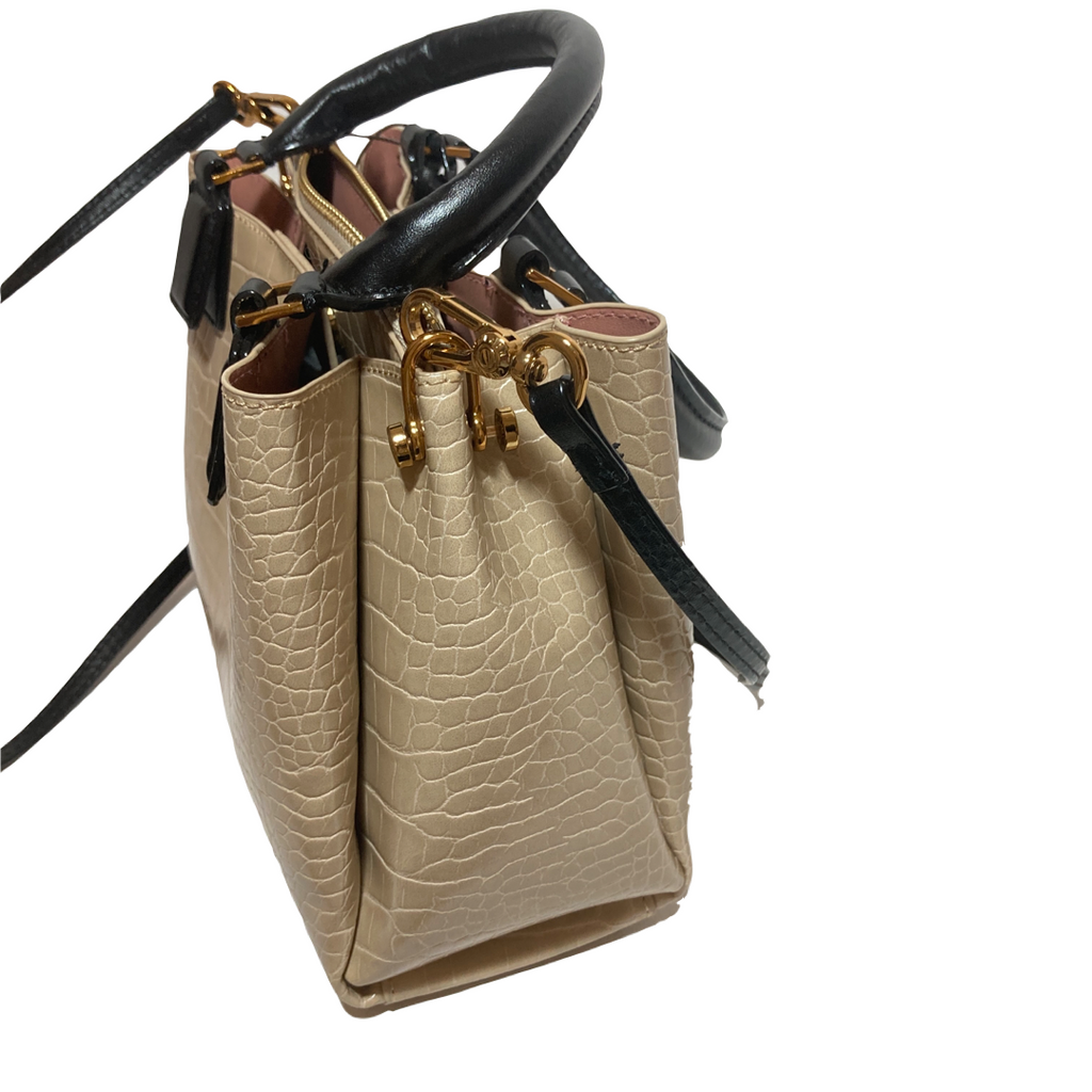 Charles & Keith Beige Croc Print Satchel | Gently Used |
