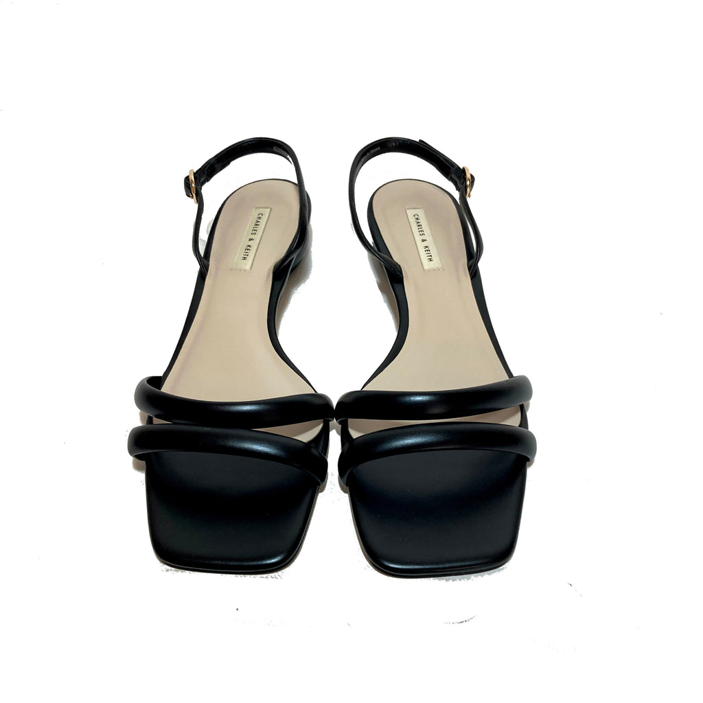Charles & Keith Open-Toe Black Slingback Sandals | Brand New |