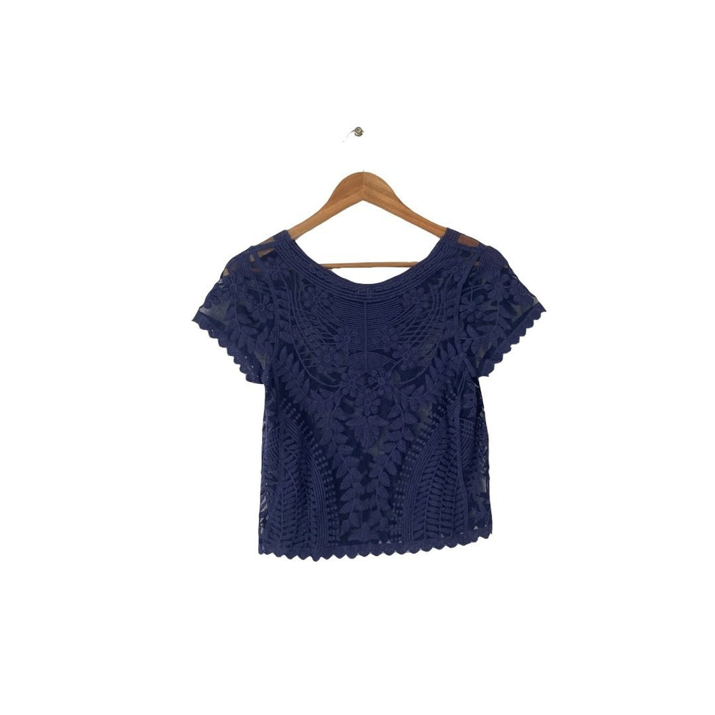 Express Navy Lace Top | Like New |