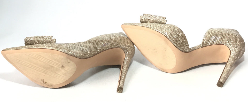Betsey Johnson Prince Gold Bow Pointed Pumps | Brand New | | Secret Stash