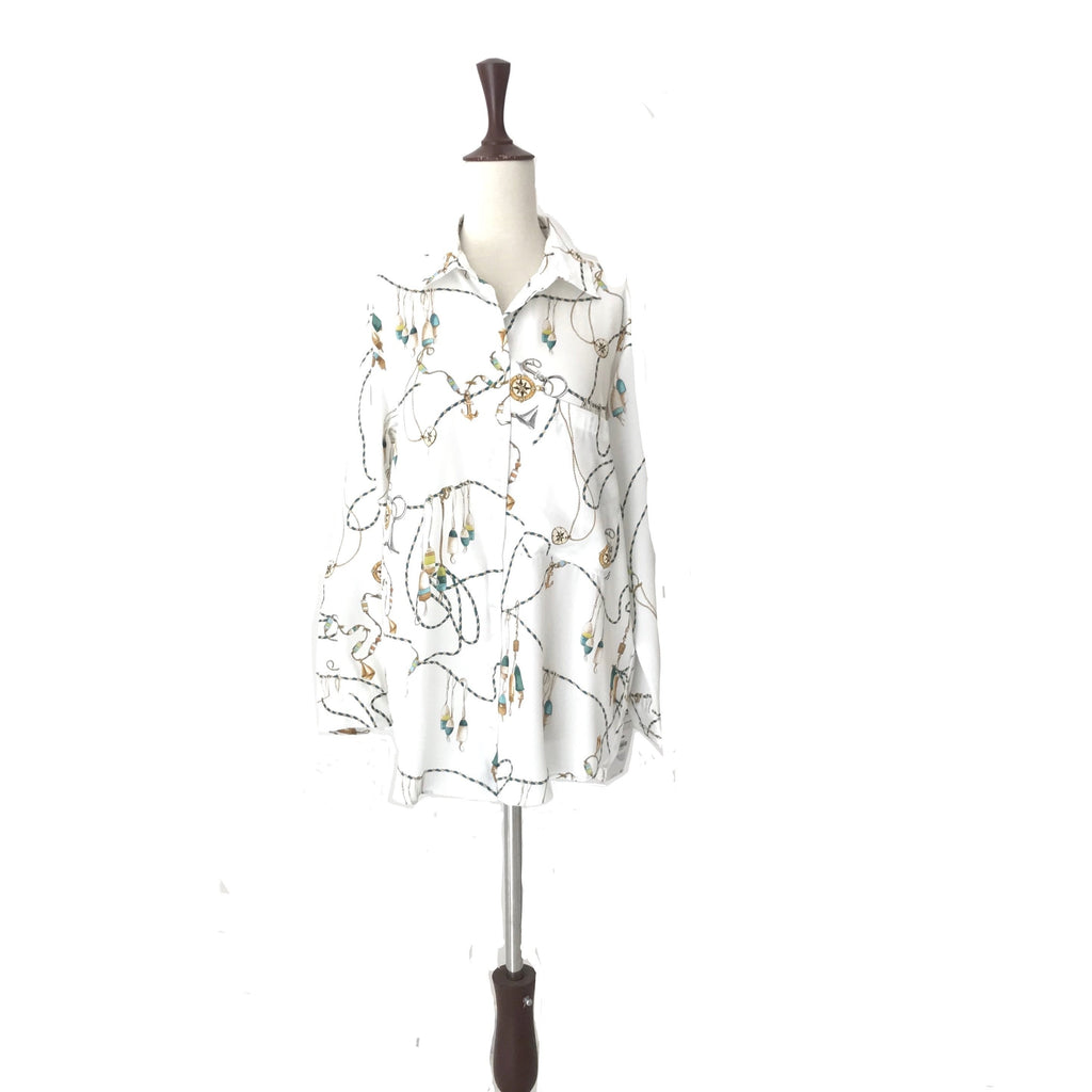 ZARA White Printed Collared Shirt | Brand New |