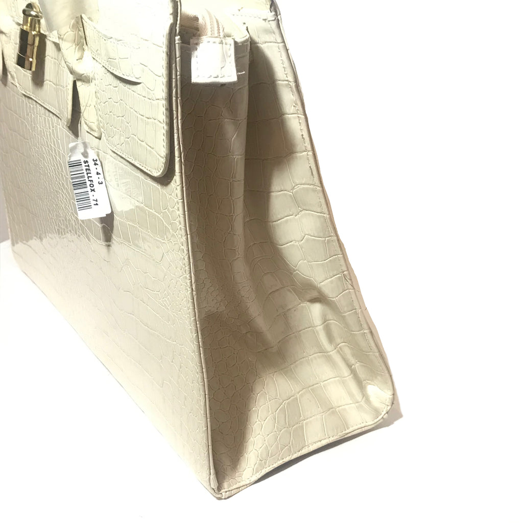 ALDO Cream Leatherette 'Stellfox' Large Tote | Brand New |