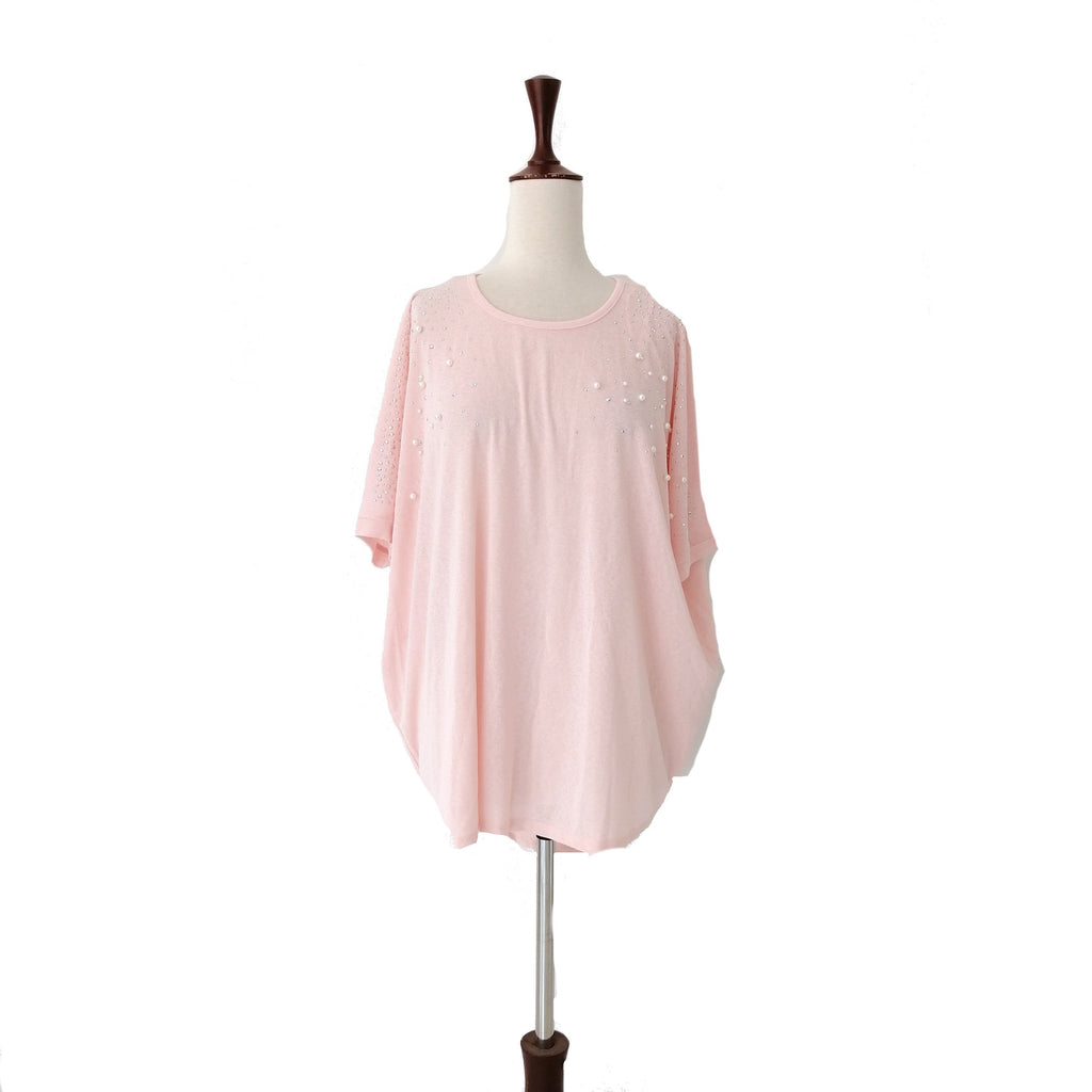 Quiz Light Pink Pearls & Sequins Shirt | Brand New |