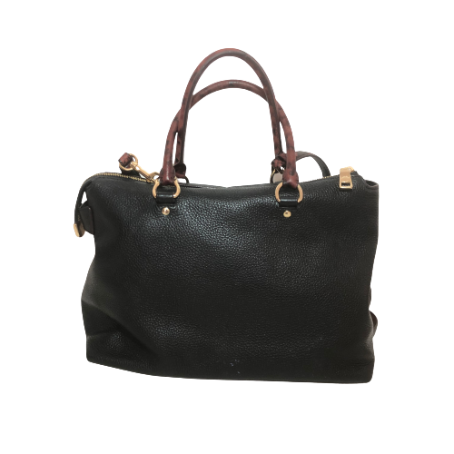 Coach Black Pebbled Leather with Monogram Pocket Satchel | Pre Loved |