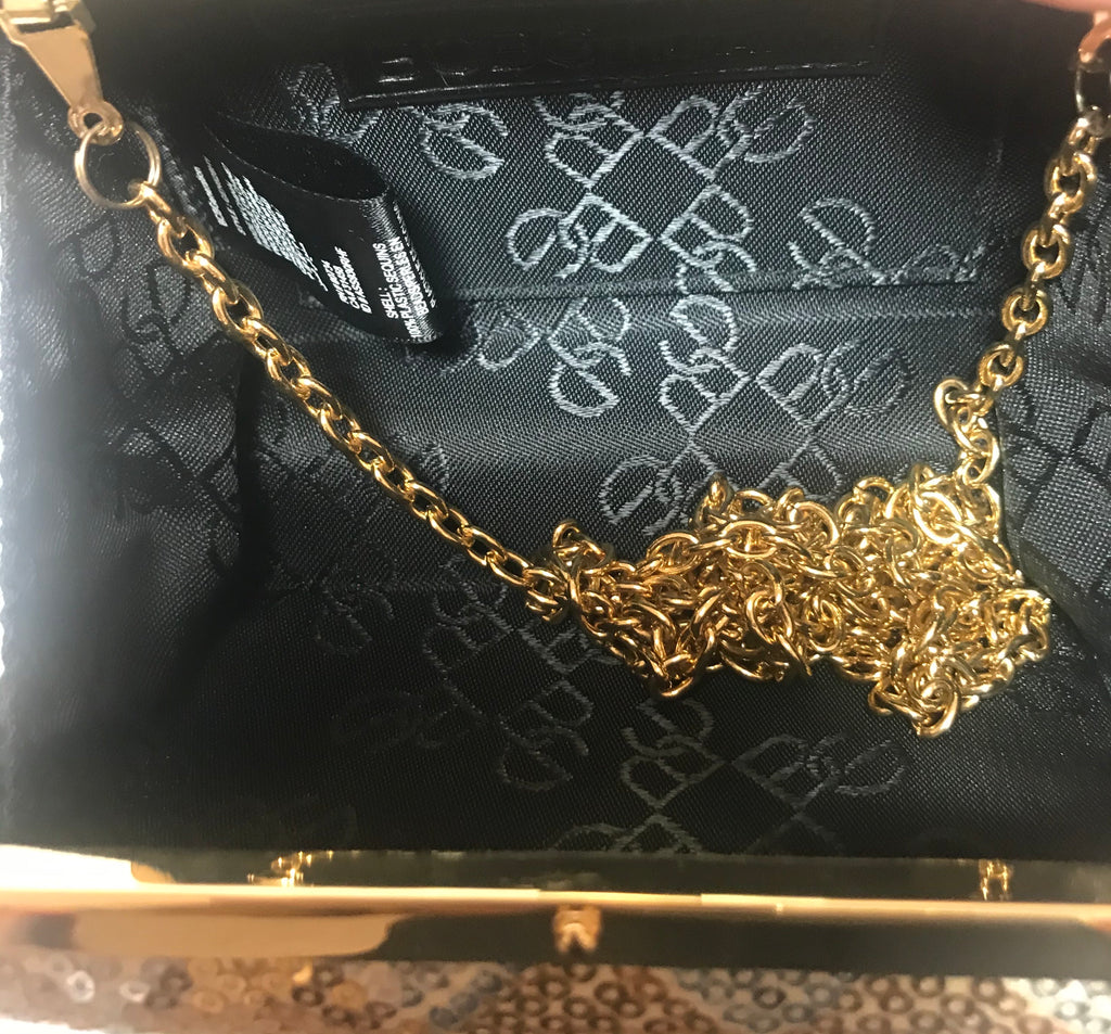BCBGeneration Gold & Silver Sequins Small Box Clutch | Like New |