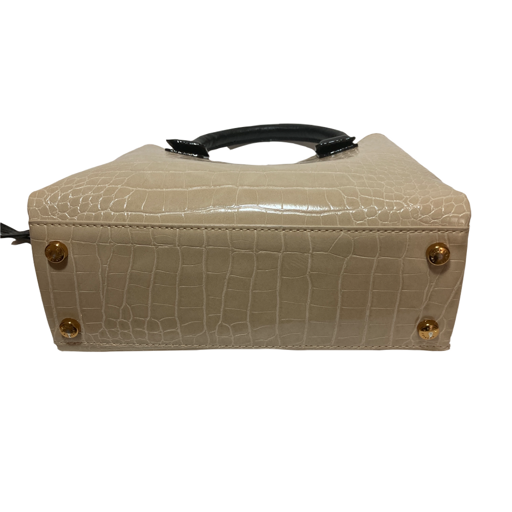 Charles & Keith Beige Croc Print Satchel | Gently Used |