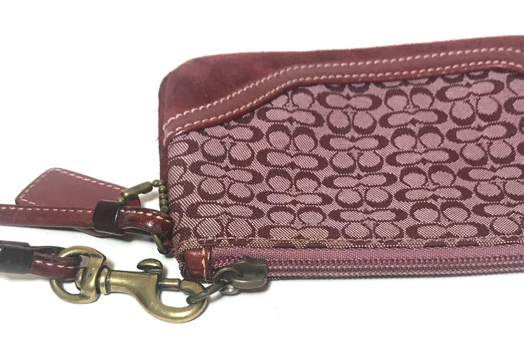 Coach Maroon Monogram Wristlet | Pre Loved |