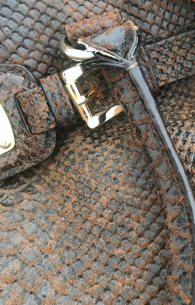 Michael Kors Hamilton East West Tan Snakeskin Satchel | Pre Loved |