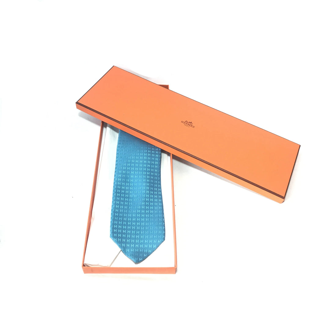 Hermes Turquoise Silk Tie