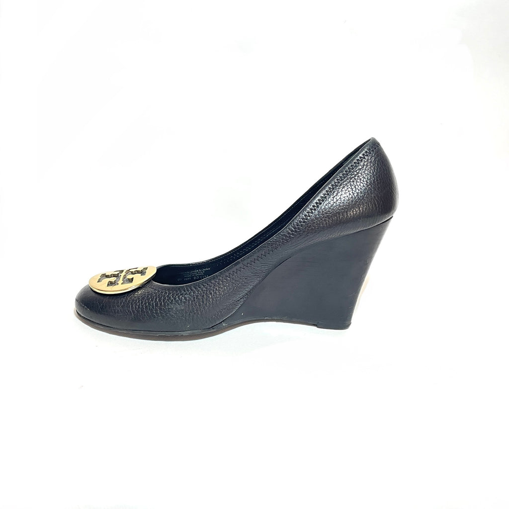 Tory Burch Black Leather 'Sally' Wedges | Pre Loved |