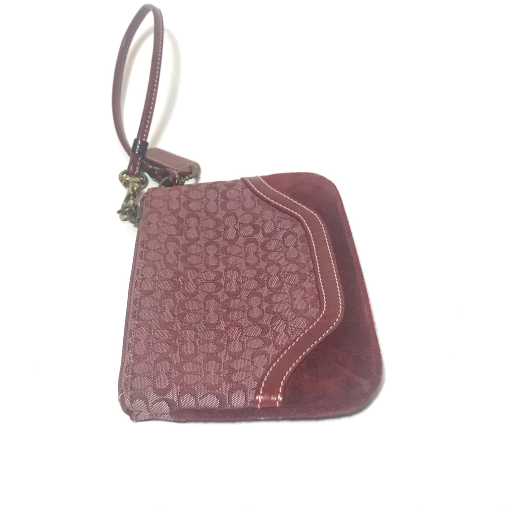 Coach Maroon Monogram Wristlet | Pre Loved |