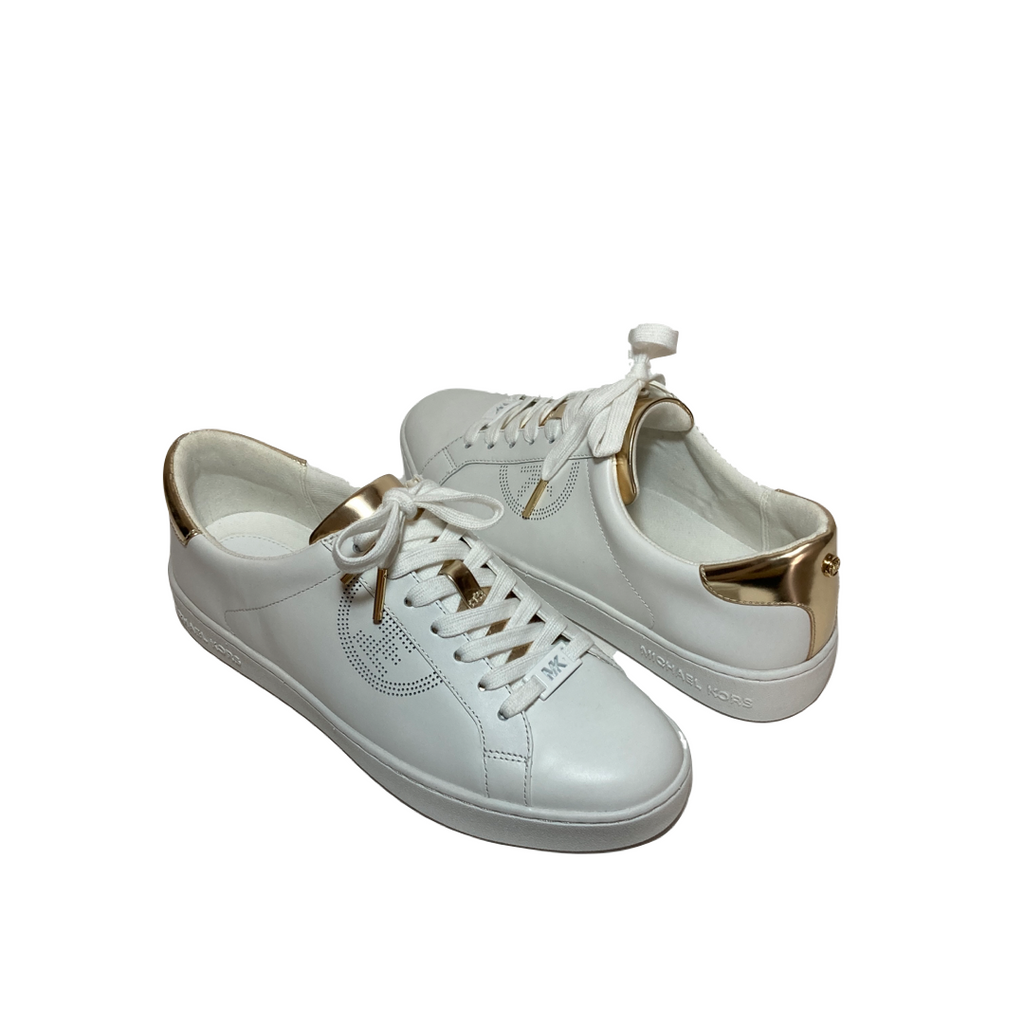 Michael Kors White & Gold 'Keaton' Sneakers | Like New |