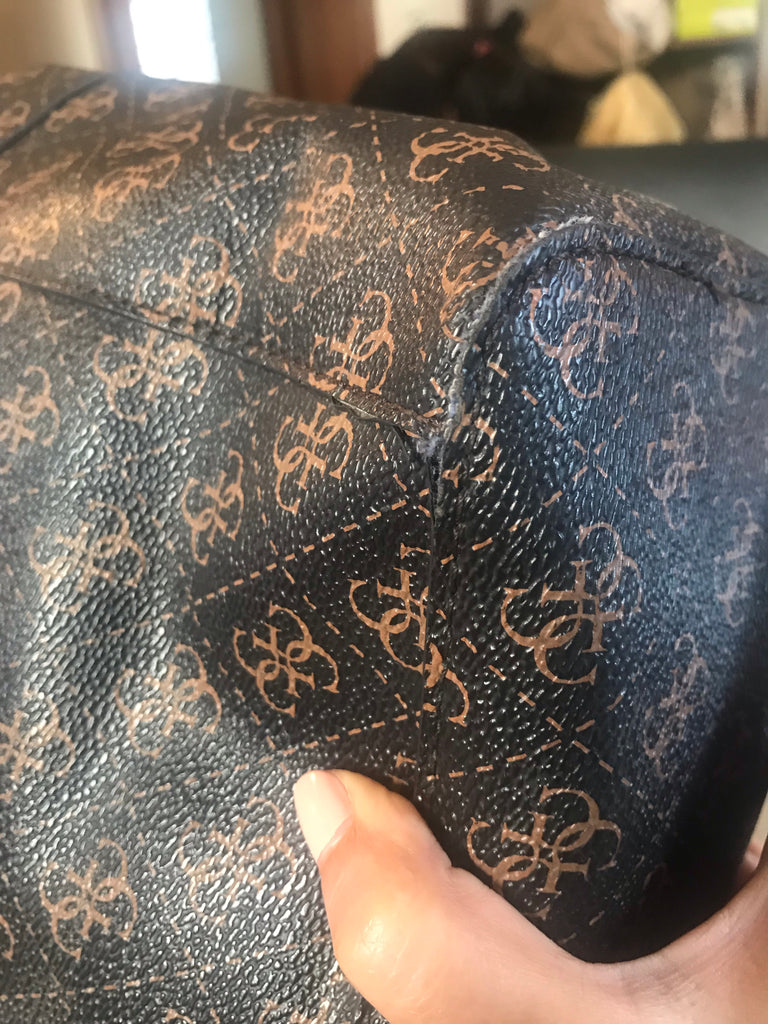 Guess Monogram Coated Canvas Brown Tote | Pre Loved |