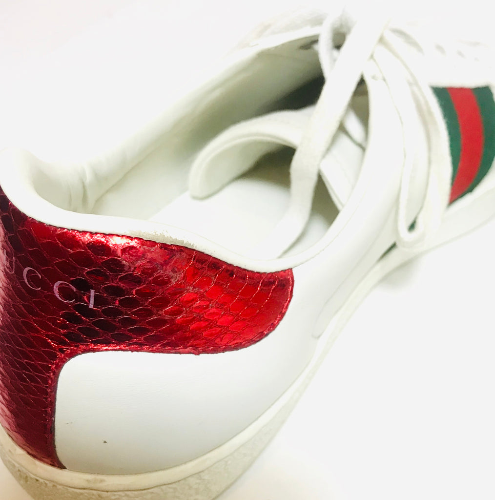 Gucci Men's White Tiger Ace Sneakers | Pre Loved |