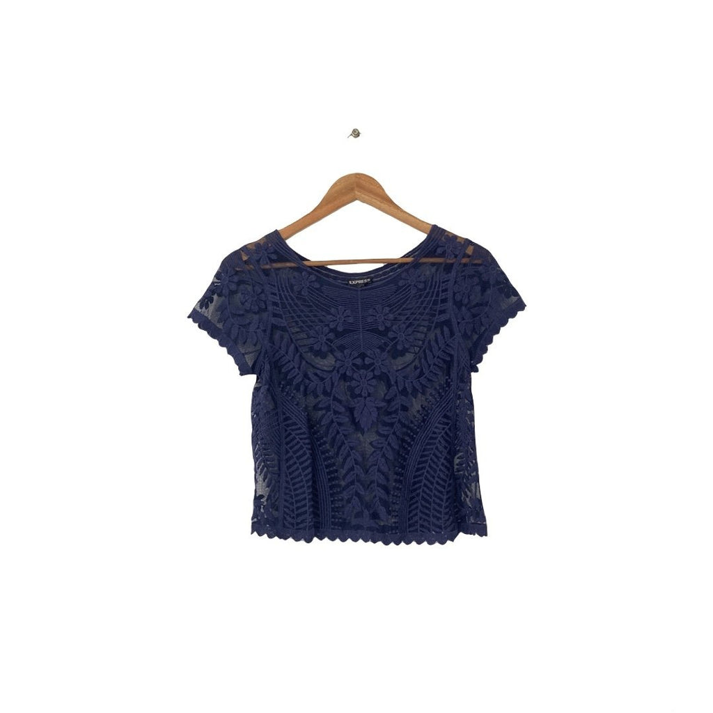 Express Navy Lace Top | Like New |