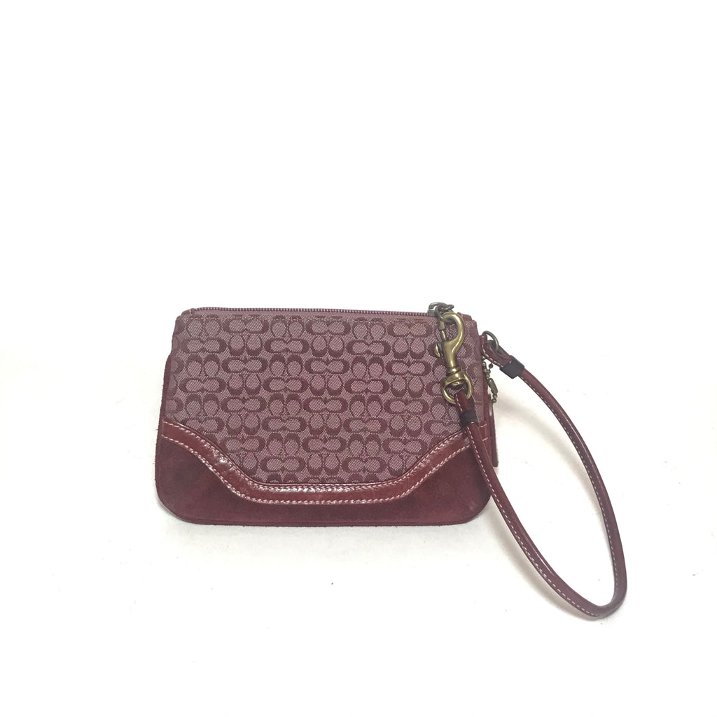 Coach Maroon Monogram Wristlet | Pre Loved |