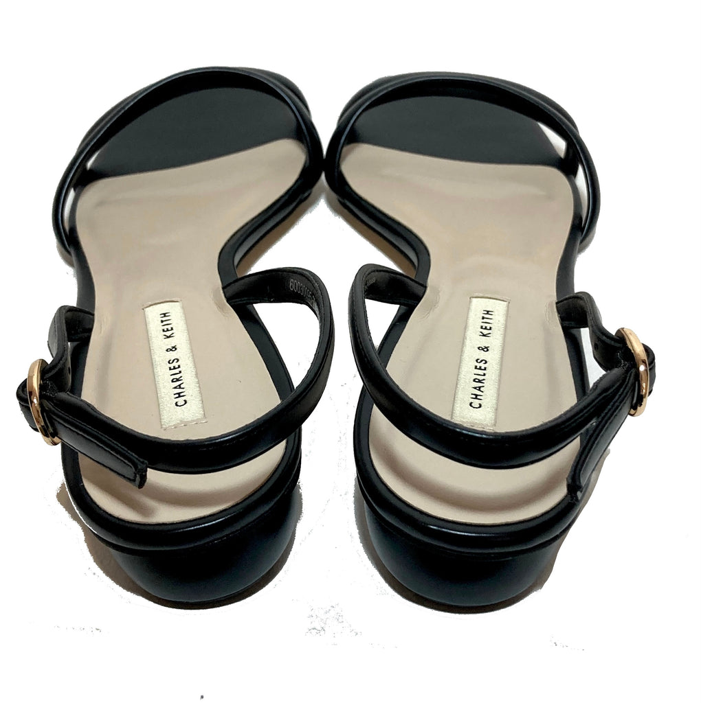 Charles & Keith Open-Toe Black Slingback Sandals | Brand New |