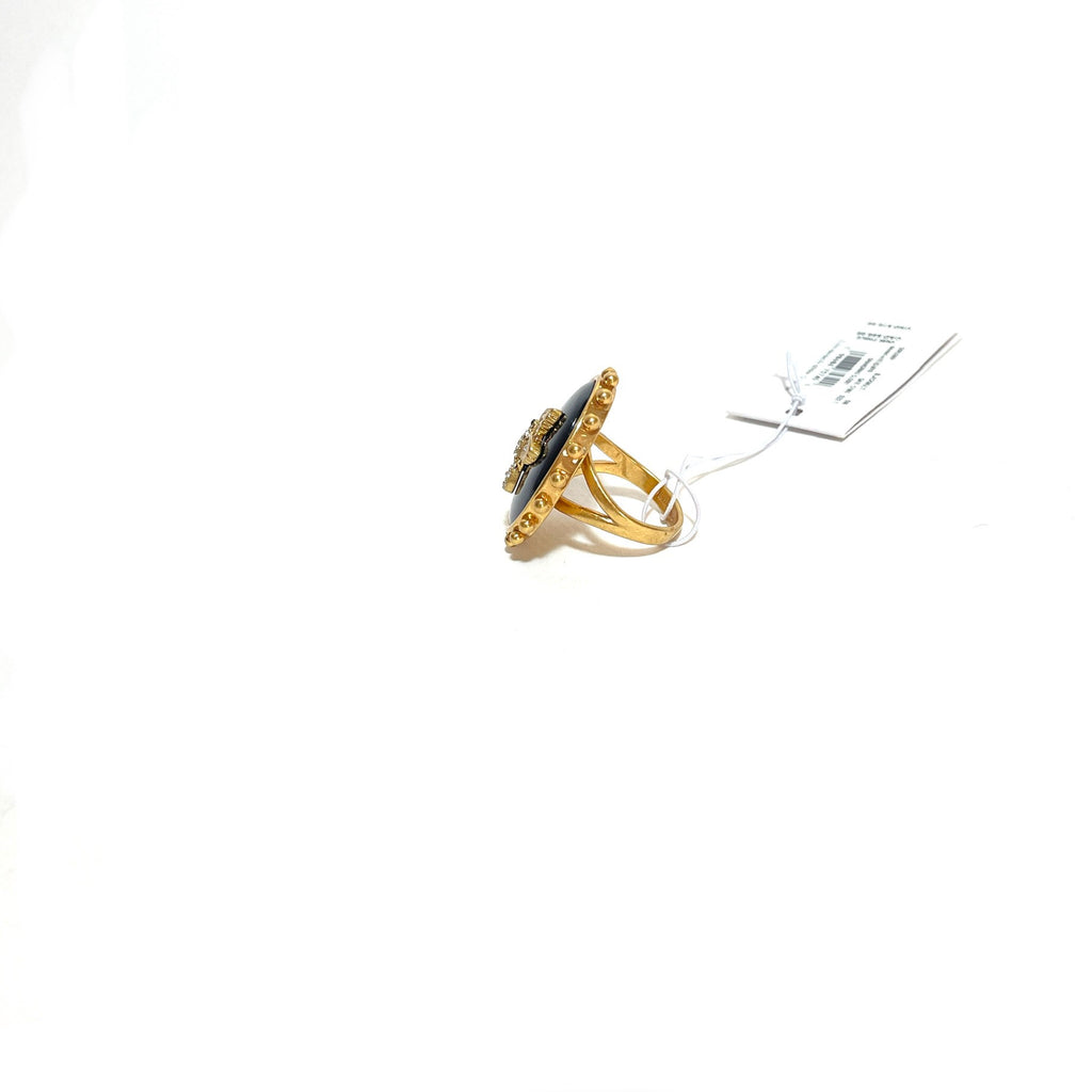 Kate Spade Black & Gold Bird Rhinestone Ring | Brand New |