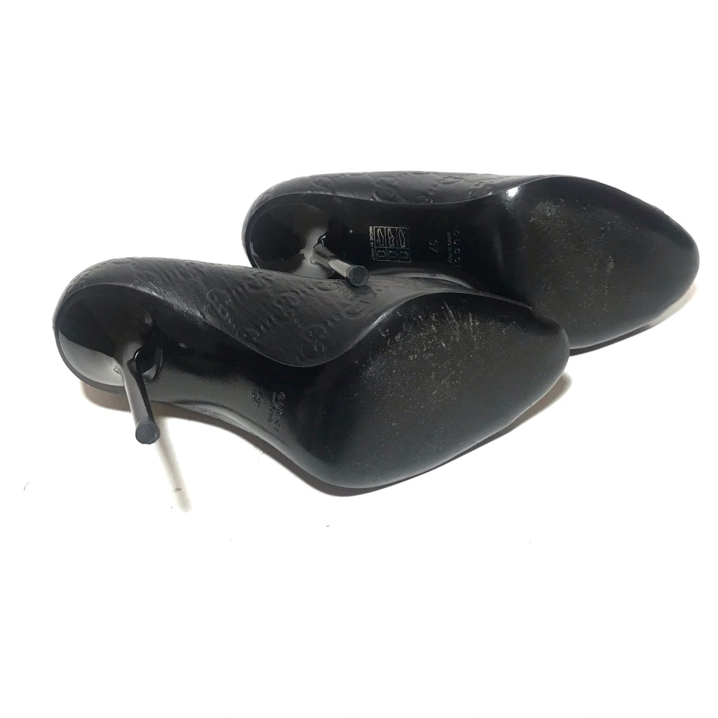 Gucci Black Leather 'Guccisma' Peep-toe Heels | Gently Used |
