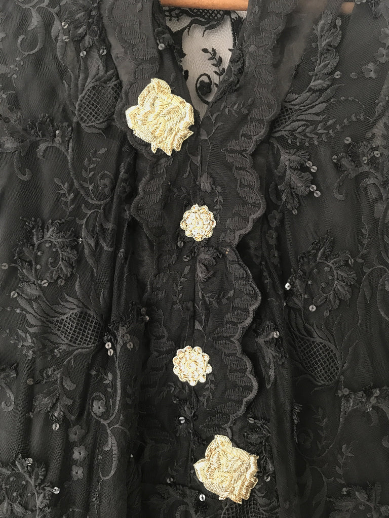 Ayesha Elahi Black Chiffon Lace Outfit (3 pcs.) | Like New |