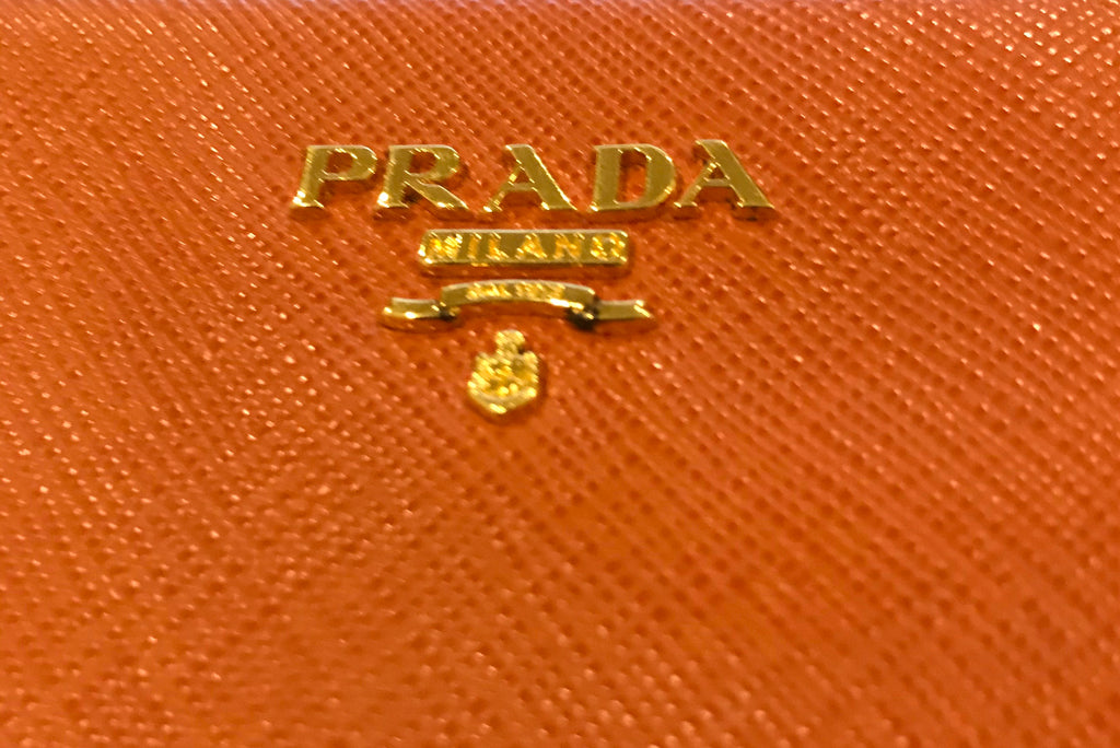 Prada Orange Saffiano Leather Clutch | Gently Used |