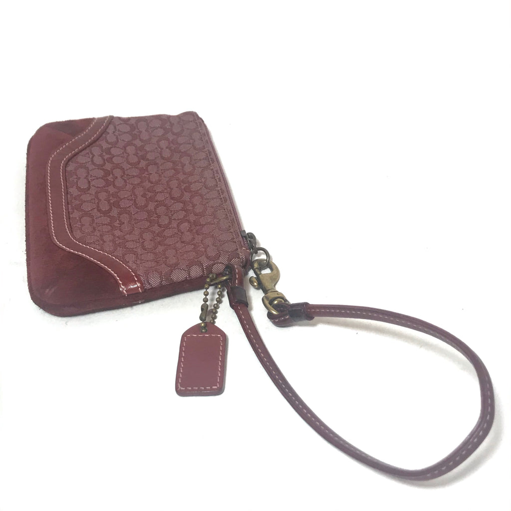 Coach Maroon Monogram Wristlet | Pre Loved |