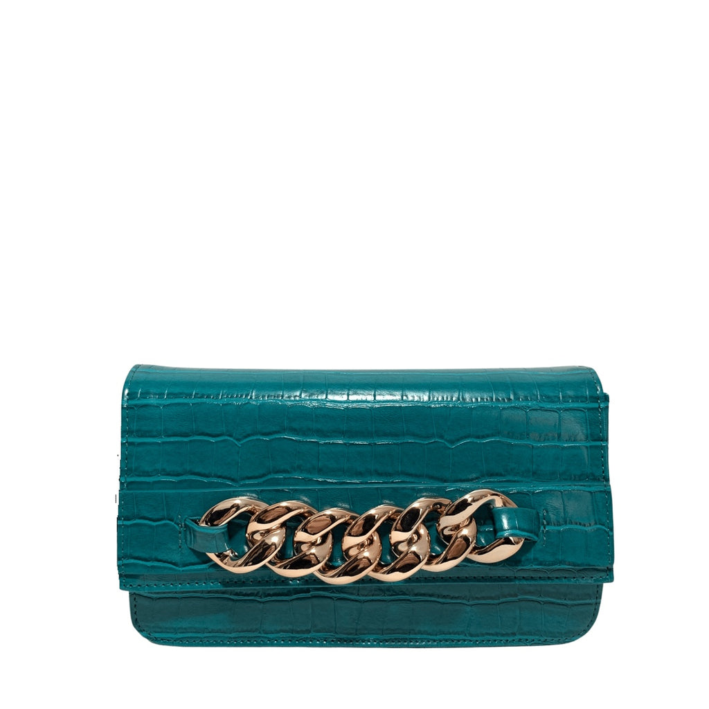 DUNE 'BROADWAY' Teal Chunky Chain Shoulder Bag | Gently Used |
