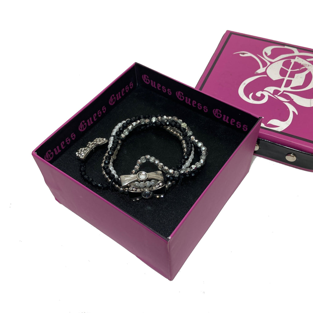 Guess Crystal Bow Charms Bead Bracelet | Brand New |