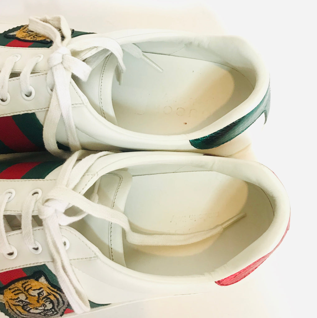 Gucci Men's White Tiger Ace Sneakers | Pre Loved |