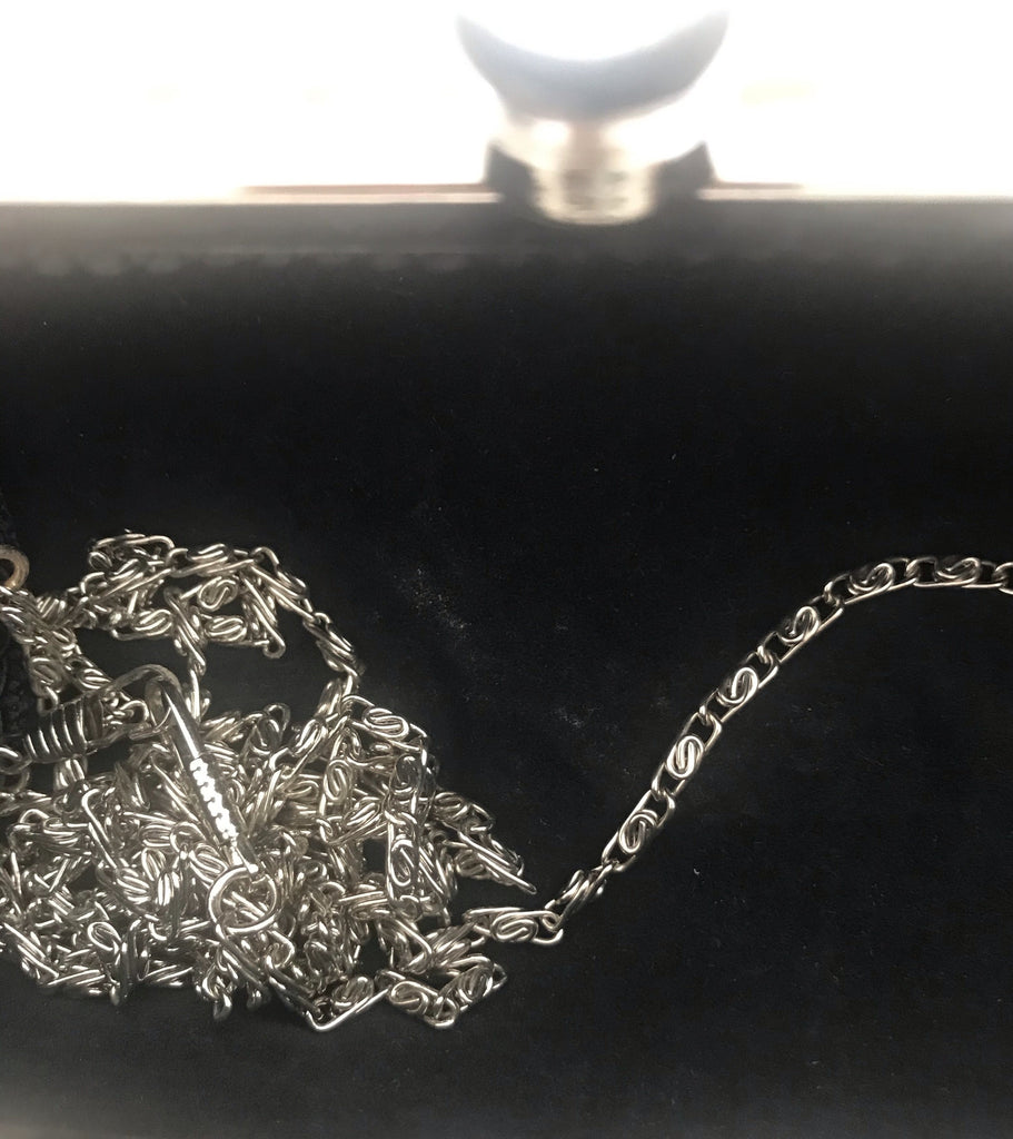 Colette Maxine Black Satin Crystal Clutch Bag | Brand New |