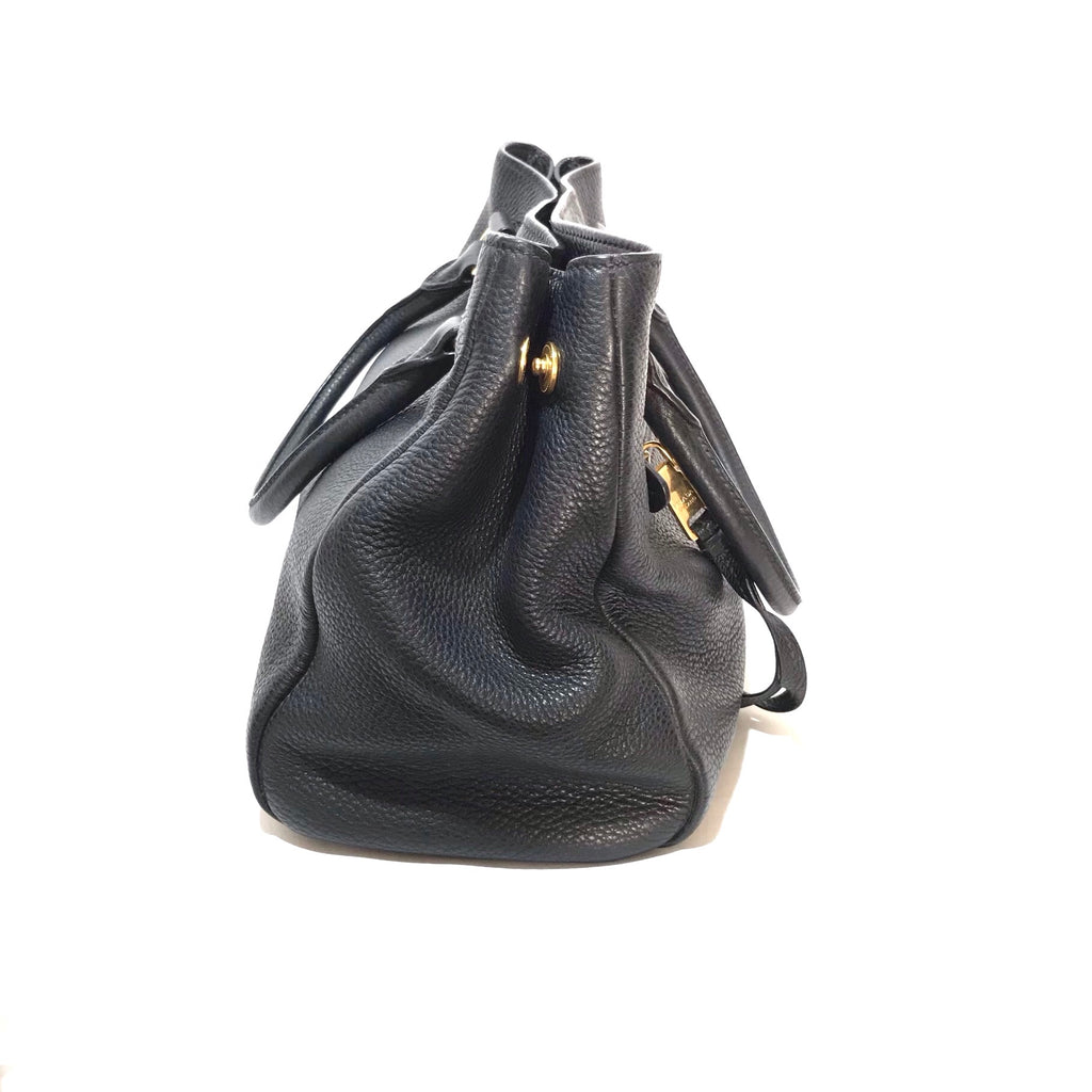 Prada Black Pebbled Leather Tote | Gently Used |