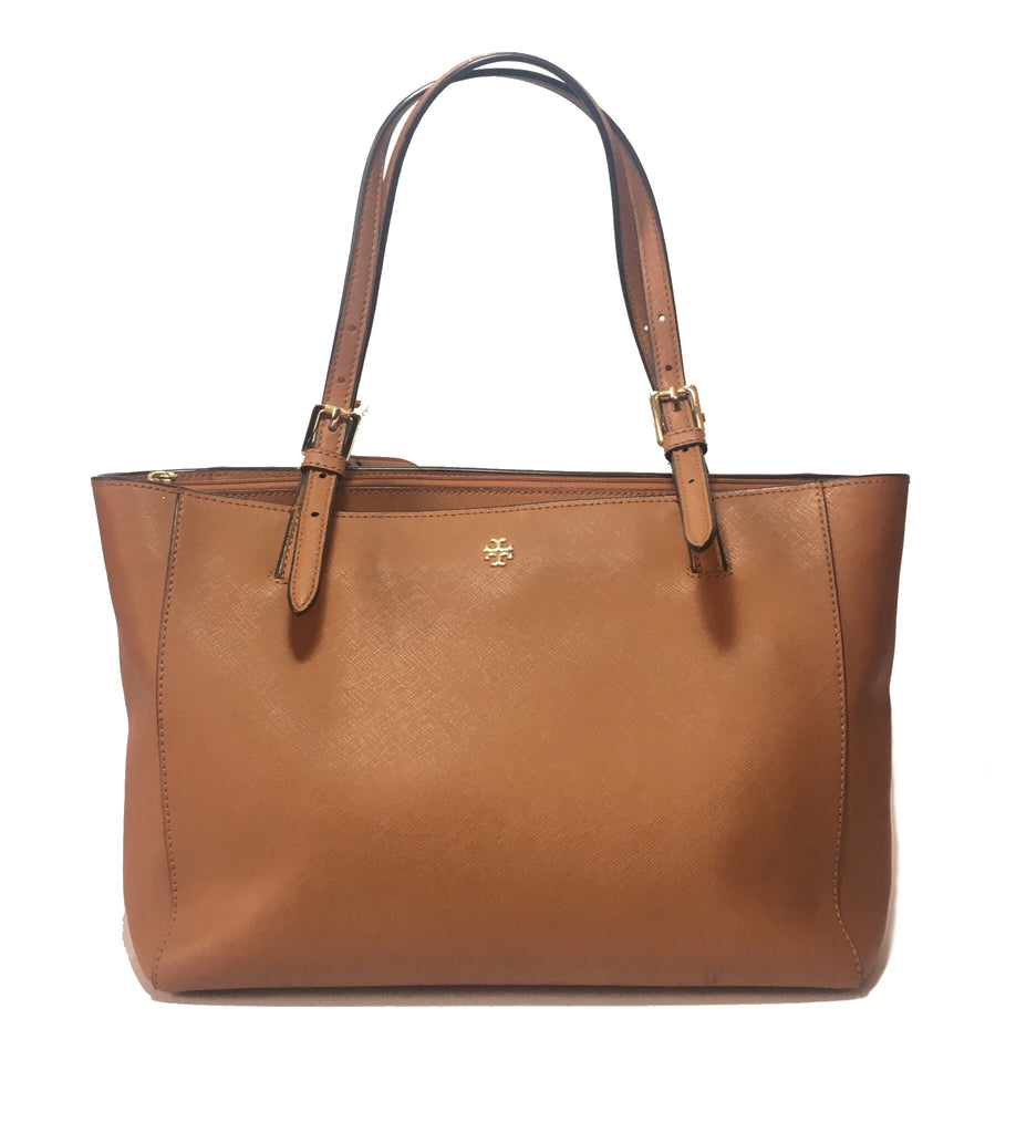 Tory Burch Tan Saffiano 'York Buckle' Leather Tote | Gently Used |