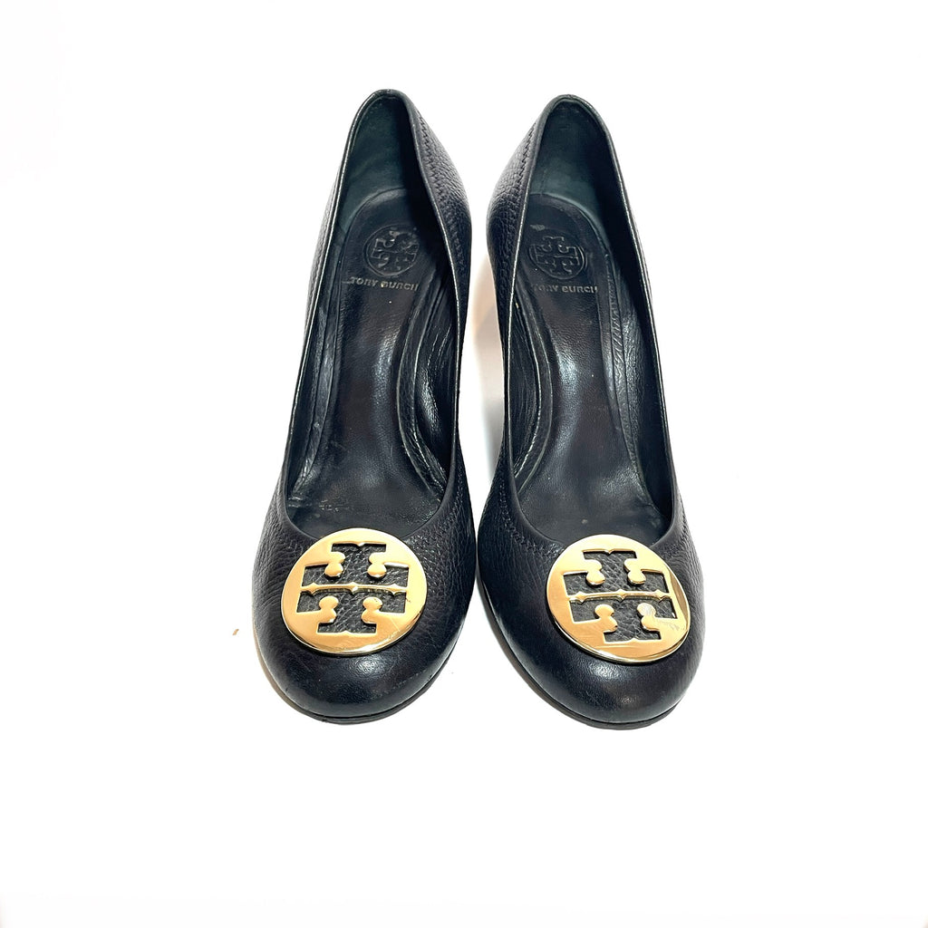 Tory Burch Black Leather 'Sally' Wedges | Pre Loved |