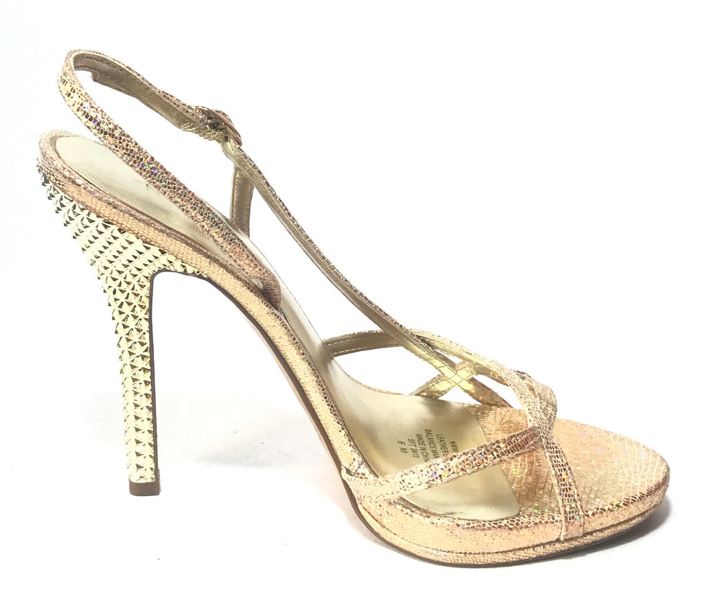 Nine West Gold 'NWWHILIA' Glitter Leather Heels