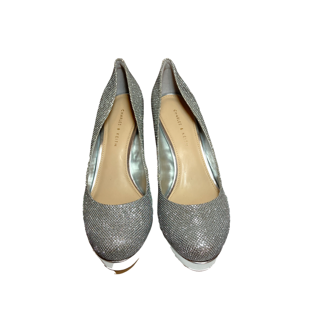 Charles & Keith Silver Platform Pumps | Like New |