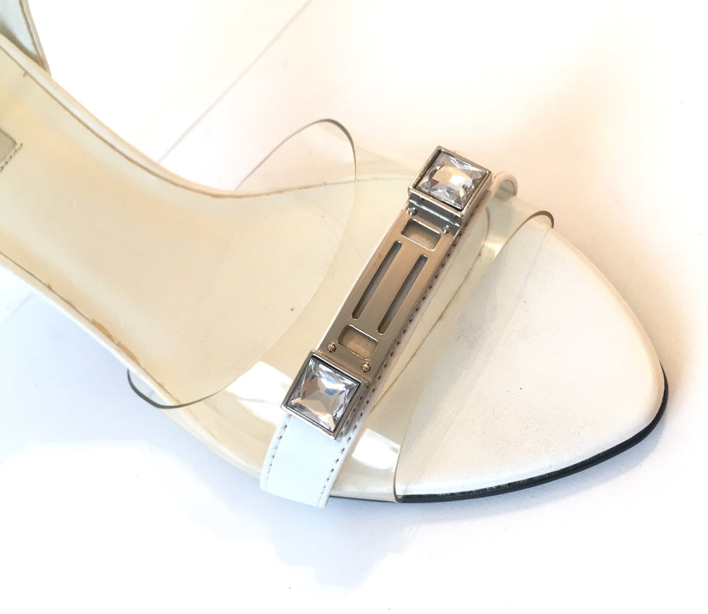 Charles & Keith White Rhinestone Heels | Gently Used | - Secret Stash