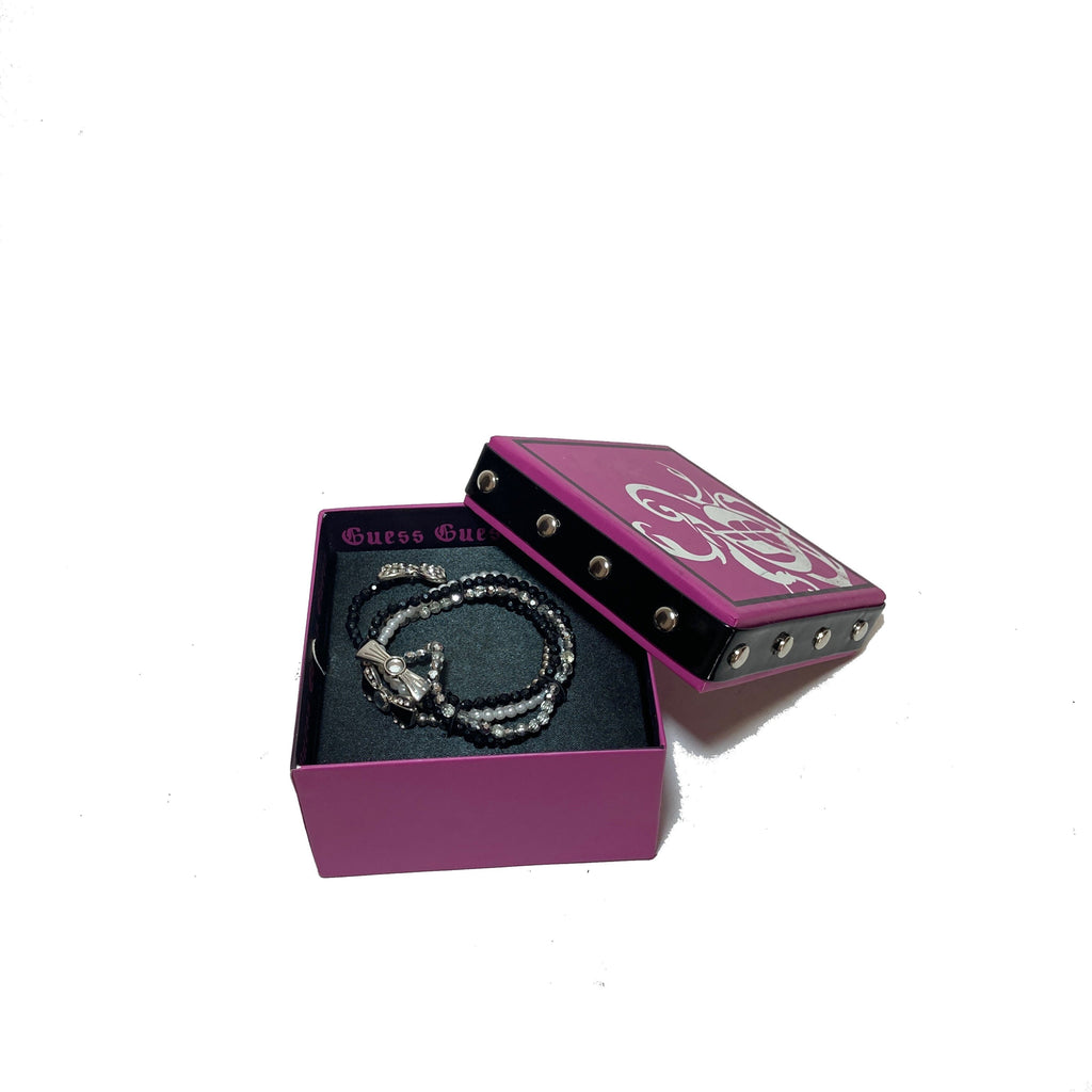 Guess Crystal Bow Charms Bead Bracelet | Brand New |