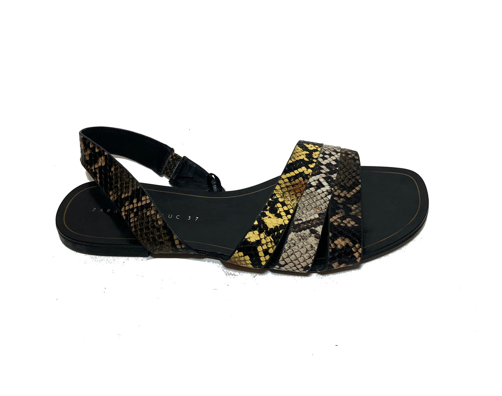 Zara Snakeskin Flat Sandals | Pre Loved |