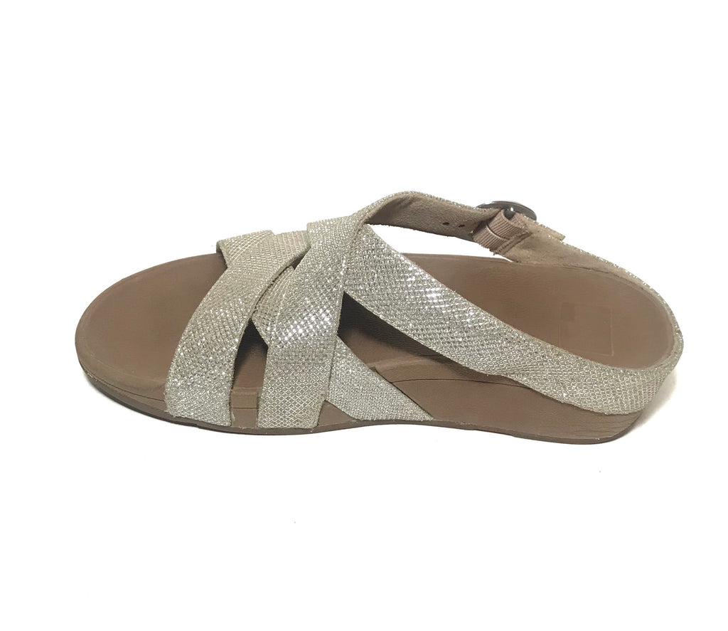 FitFlop Criss Cross 'The Skinny' Silver Glitter Slide Sandals | Like N ...