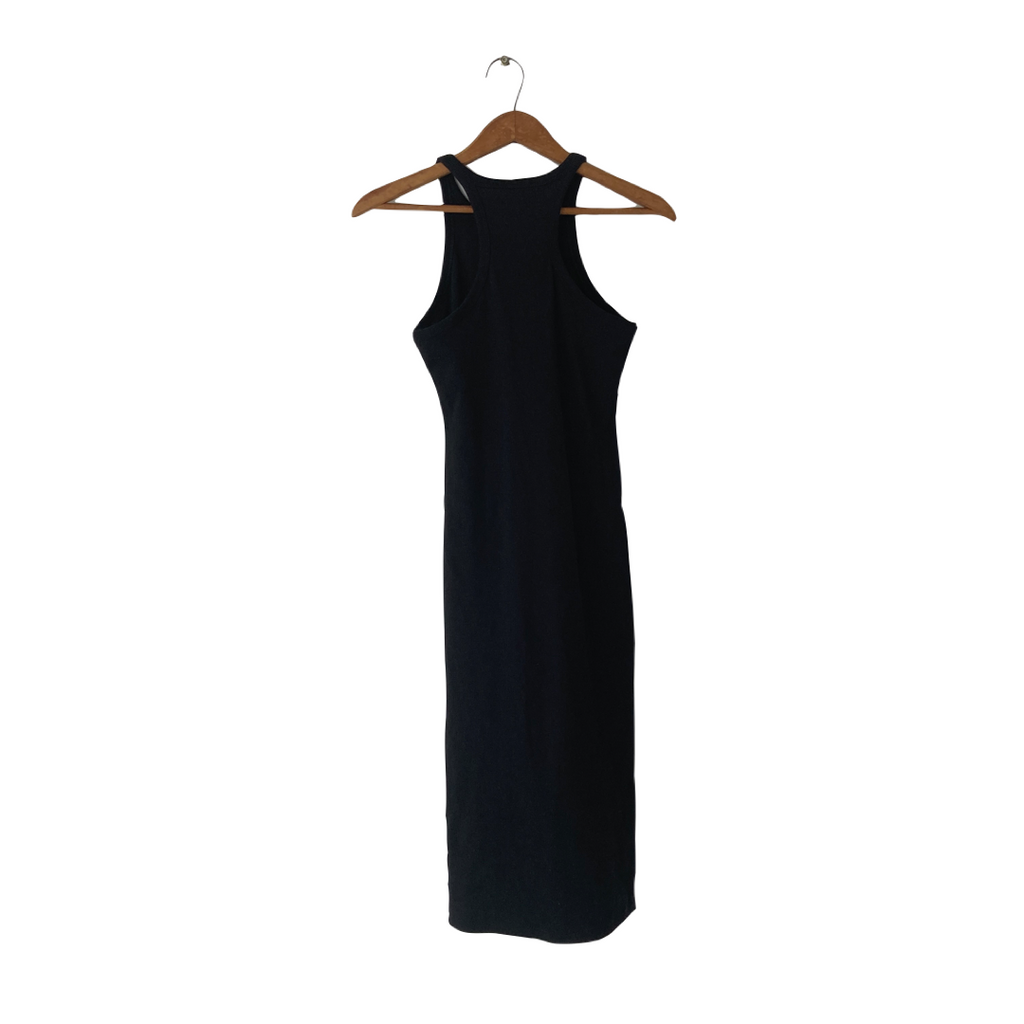 ZARA Black Ribbed Midi Dress | Brand New |