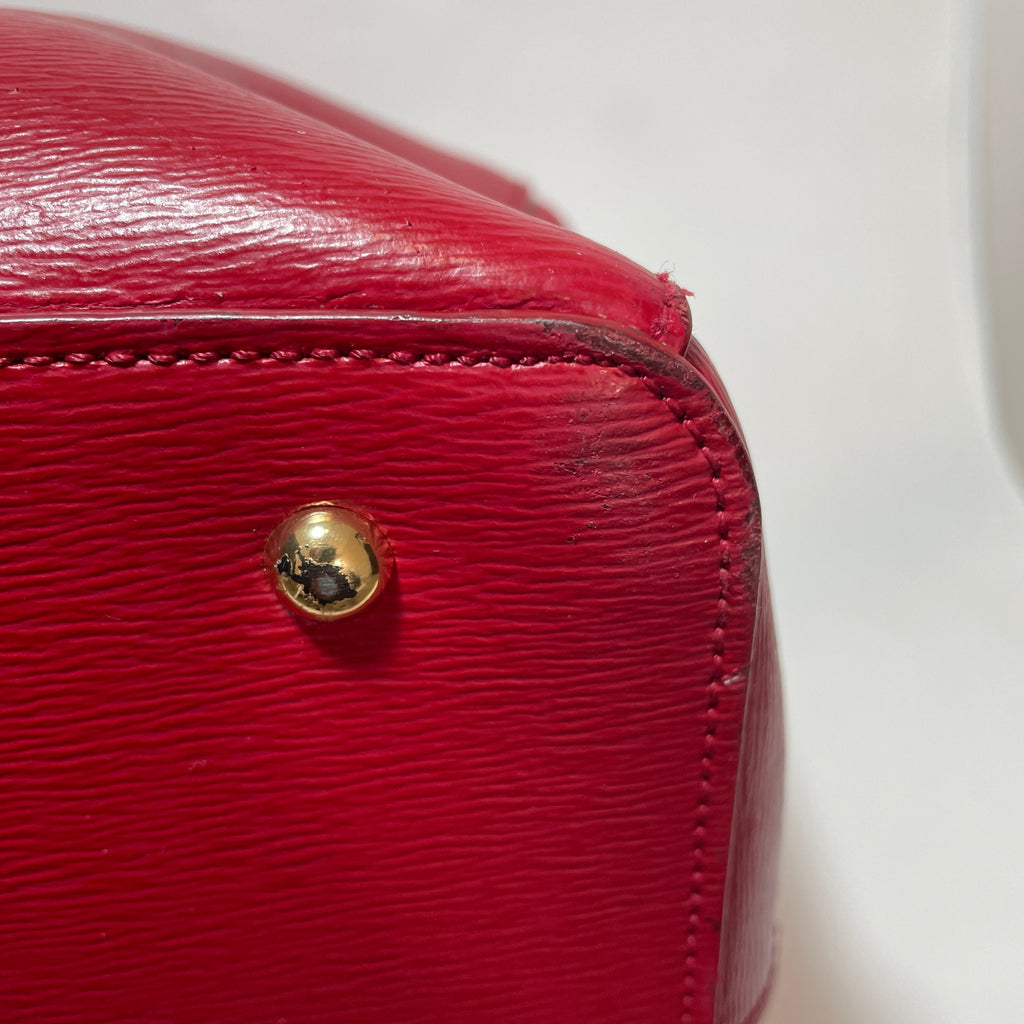 Lauren Ralph Lauren Red Leather Double Zip Tote | Gently Used |