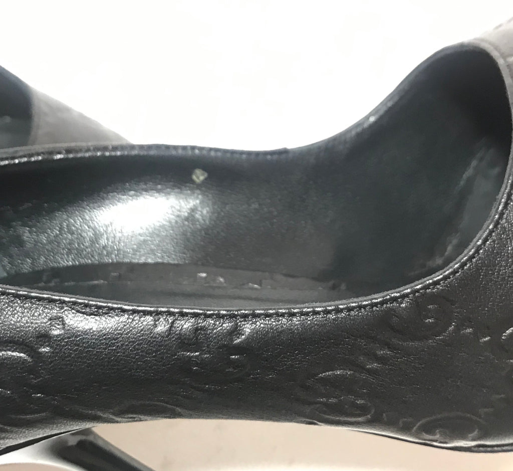 Gucci Black Leather 'Guccisma' Peep-toe Heels | Gently Used |