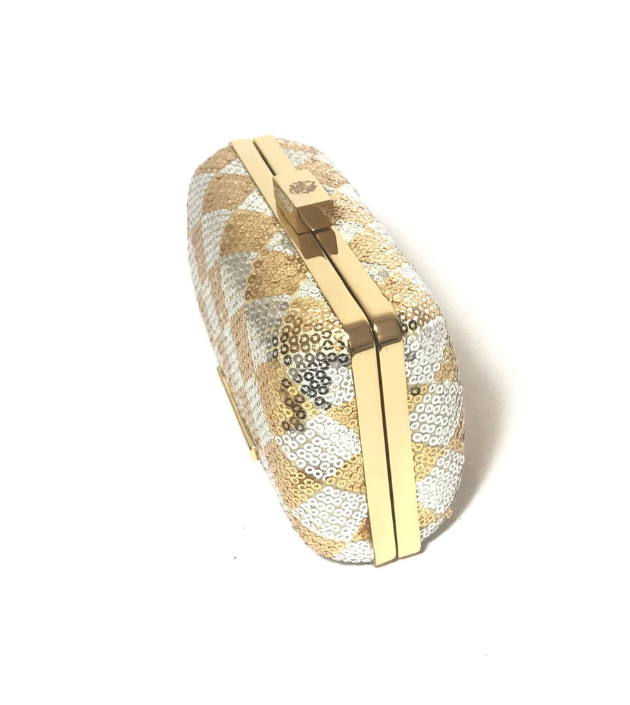 BCBGeneration Gold & Silver Sequins Small Box Clutch | Like New |