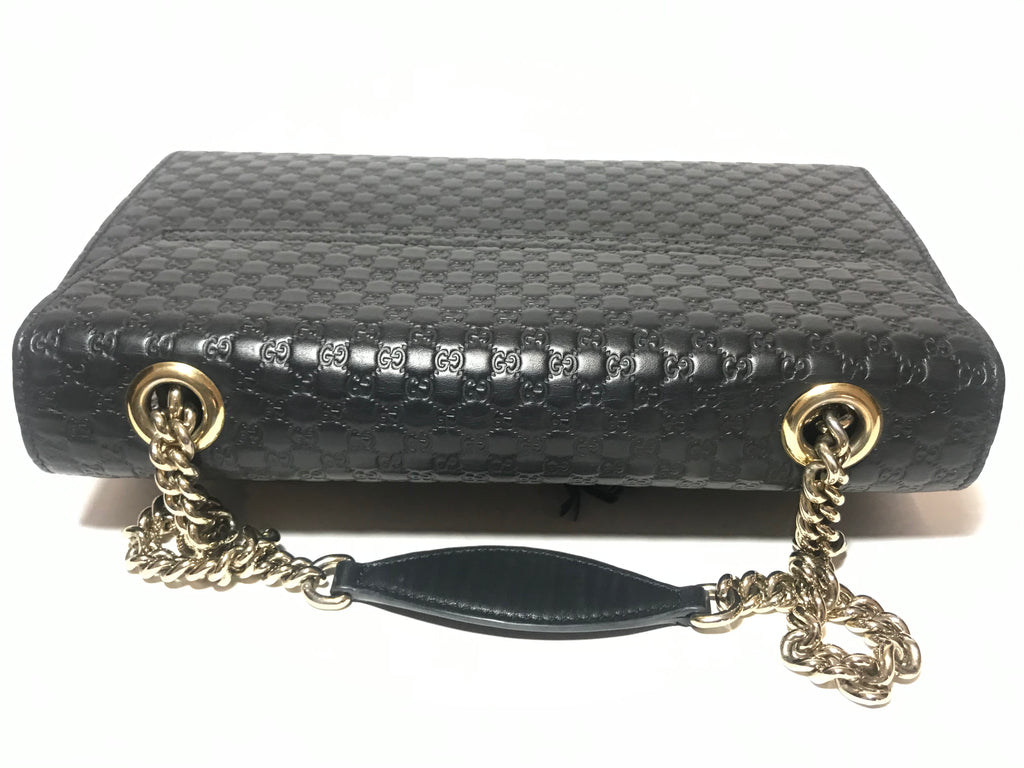 Gucci Black Emily Guccisma Medium Leather Chain Shoulder Bag | Gently Used |