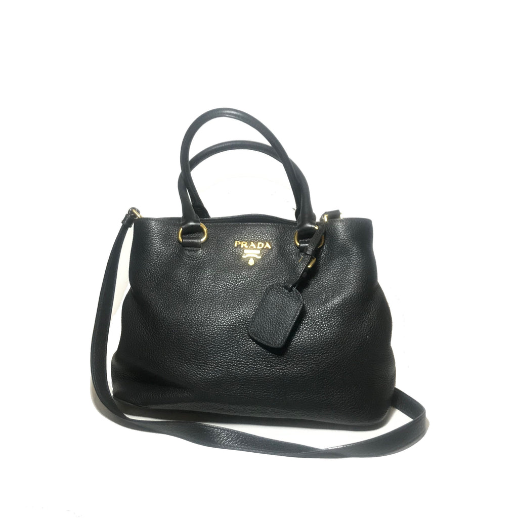 Prada Black Pebbled Leather Satchel | Gently Used |