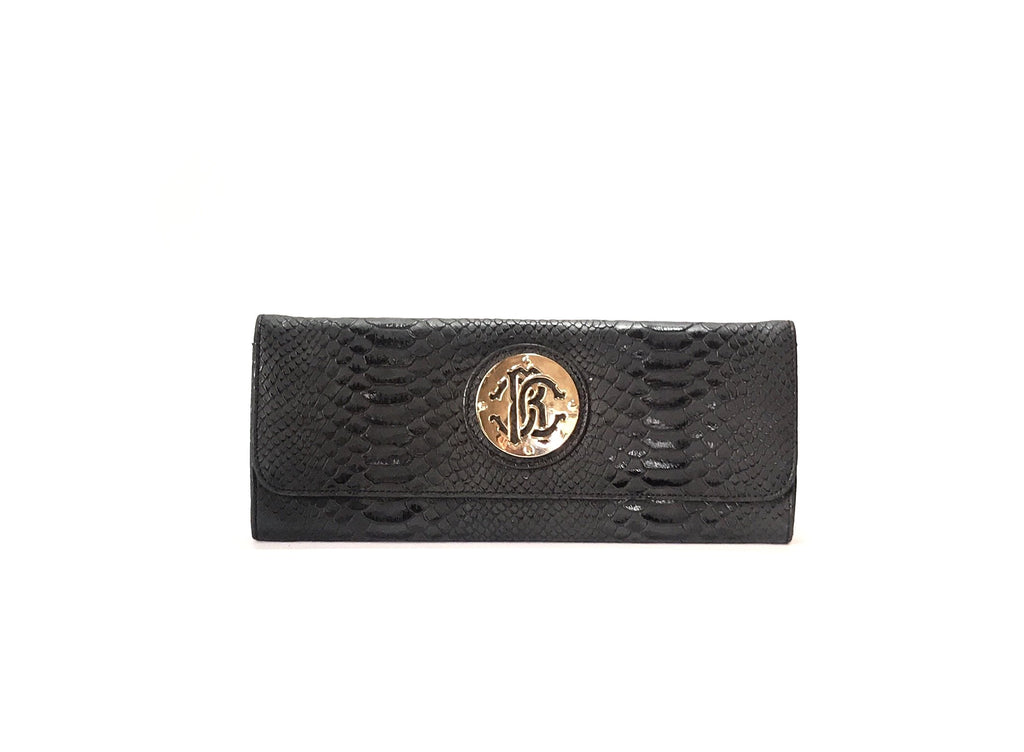 Roberto Cavalli Black Snakeskin Clutch | Pre Loved |