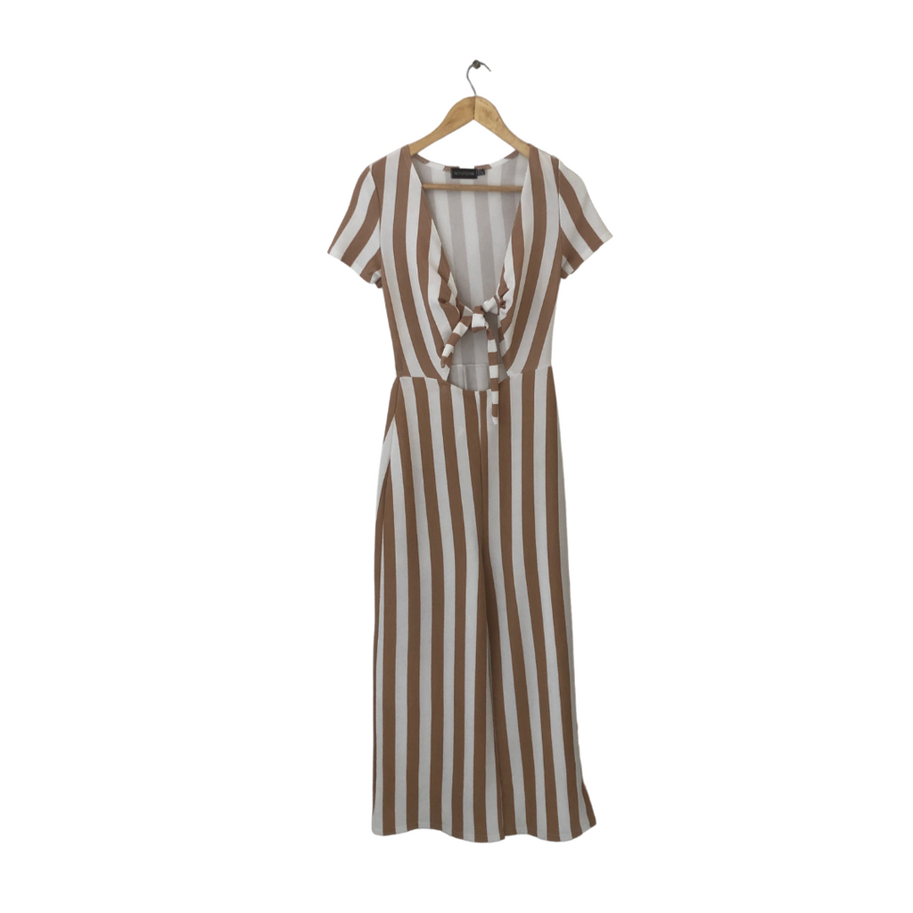 Pretty Little Thing Beige and White Jumpsuit | Gently Used |