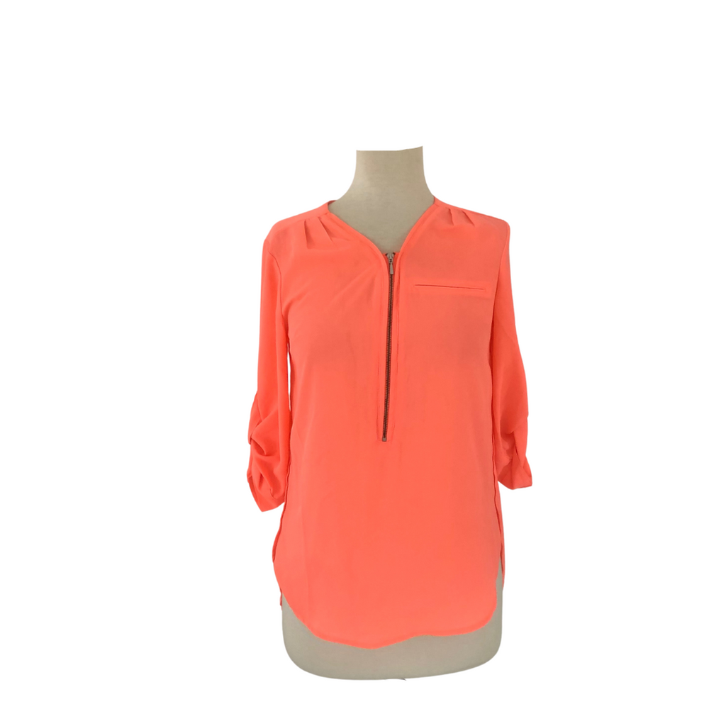 Dynamite Neon Orange Zip Blouse | Gently Used |