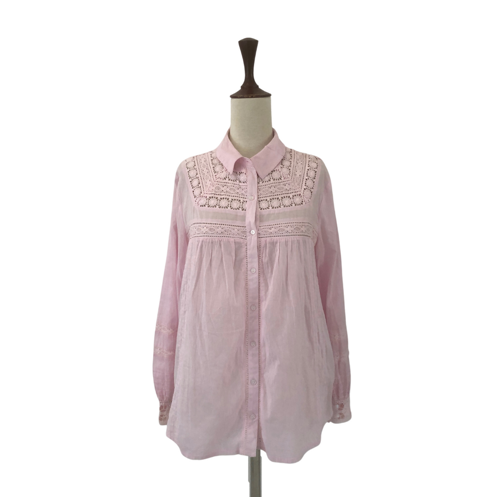 River Island Pink Lace Trim Blouse | Brand New |